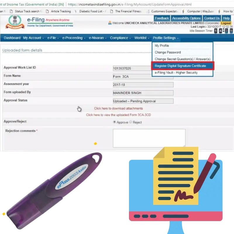 Register a digital signature certificate on the Income Tax Portal